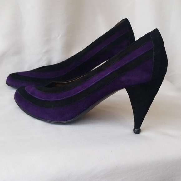 Vintage Purple Striped Luc Berjen Heels Italy 38 - Picture 4 of 8
